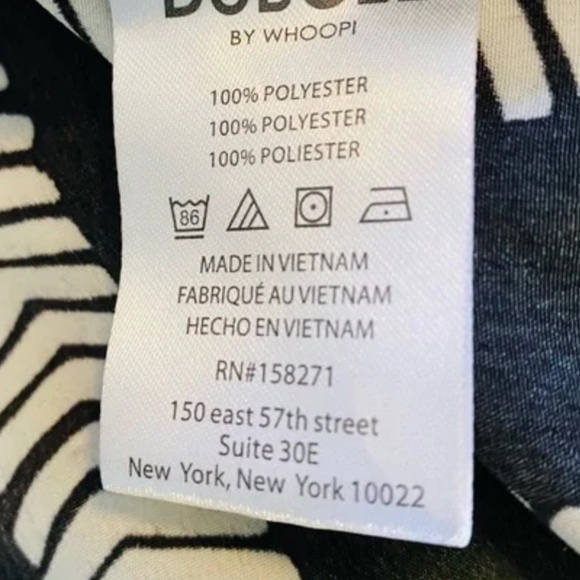 DUBGEE By Whoopi Button Black White Long Sleeve Hi-Low Belted Tunic Dress SZ-2X - Picture 6 of 7